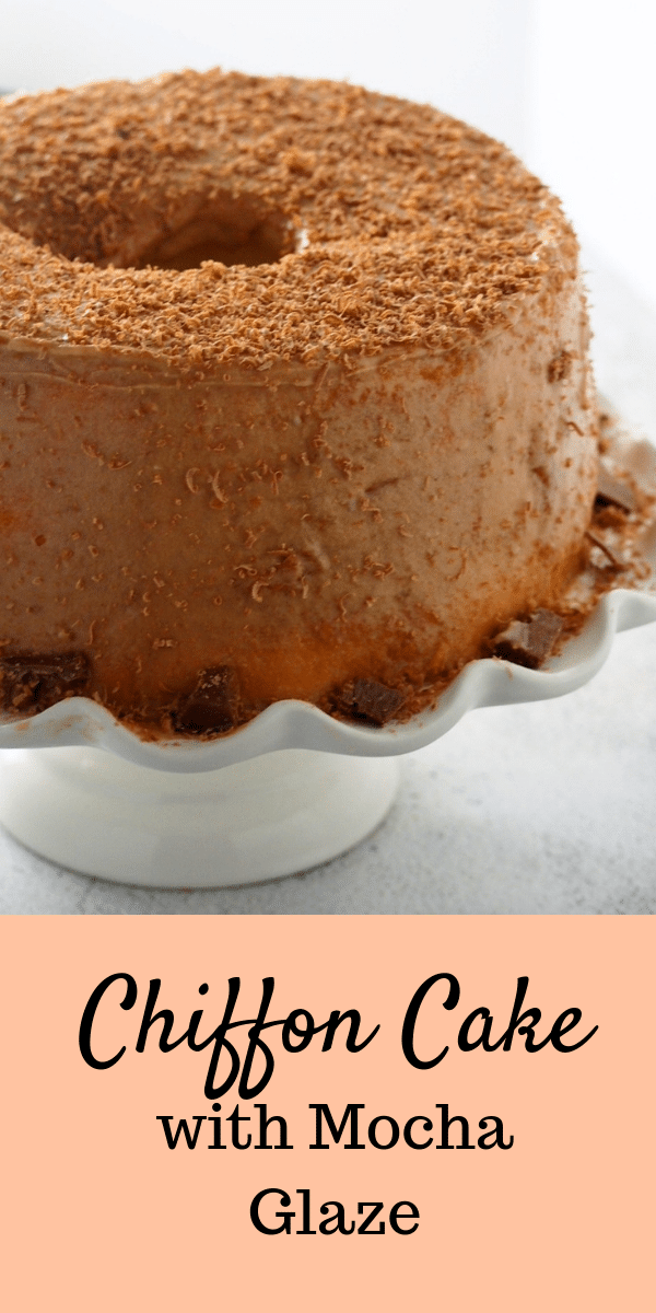 Not too sweet, not too rich, and just the right amount of frosting, Chiffon Cake with Mocha Icing is a simple but stunning cake to grace any special dinner. #mochacake #chiffoncake #mochachiffoncake