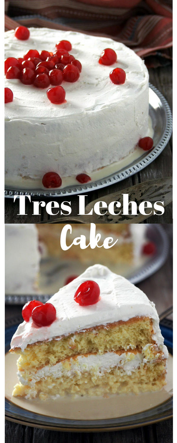 Tres Leches Cake is a heavenly indulgent sponge cake soaked in three types of milk. Very moist, delicate and creamy, this is a perfect dessert after a nice hearty meal.