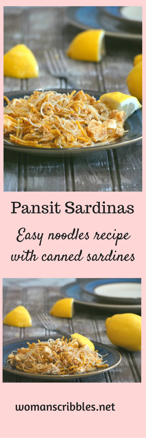 Pansit sardinas is an easy version of Filipino Pancit that is is definitely doable on a weeknight.