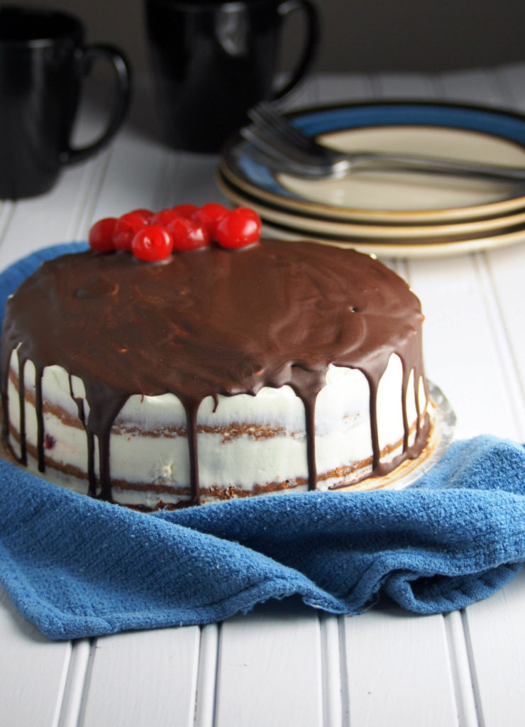 white chocolate cake with cherry