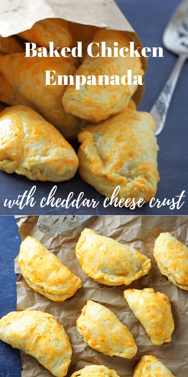 These baked chicken empanada are made of a tasty chicken filling with mildly sweet vegetables and enclosed in a cheddar cheese crust. These are so good and so worth every effort. #chickenEmpanadas #bakedempanada #chickenturnovers