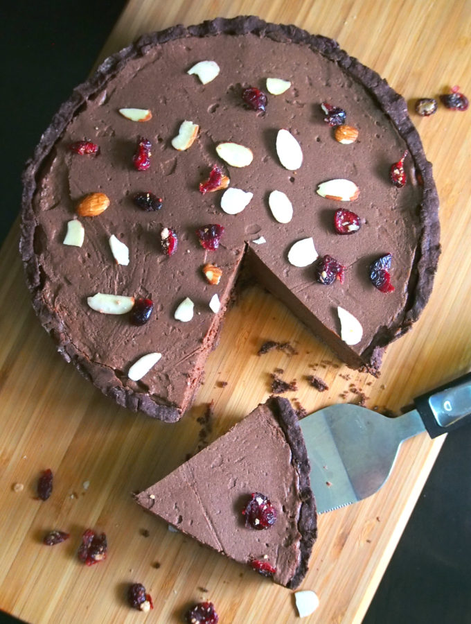 A luscious mocha tart made with a delightful chocolate crust and a rich, chocolate mocha filling.