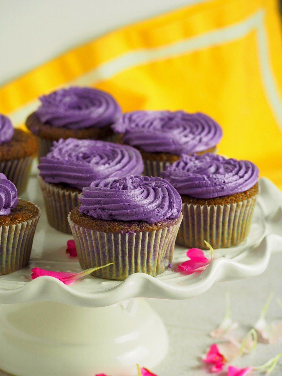 Ube cupcakes ready for serving.