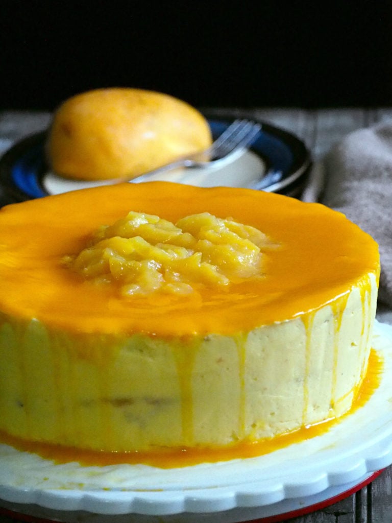Closer shot of Mango chiffon cake.