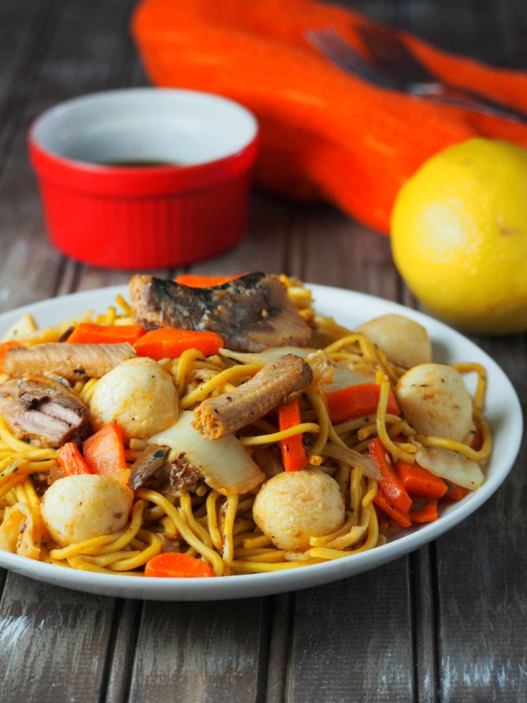 This Filipino pancit canton with sardines is easy, meat-free and totally delicious.