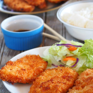Chicken Katsu are breaded chicken breasts that are nice and juicy on the inside, and crispy on the outside.