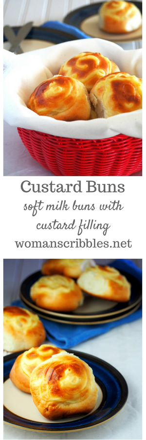 Custard buns are soft milk bread filled with creamy custard filling in the centers.