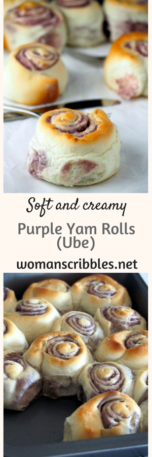Rolls of bread filled with creamy and buttery ube. These ube bread rolls are amazingly soft and pull apart like packets of soft clouds.