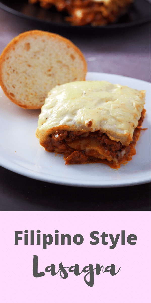 Filipino Style Lasagna is sweet, cheesy and creamy. It is a rich lasagna pasta made with saucy ground beef meat sauce layered with a creamy bechamel sauce and finally topped with lots of mozzarella cheese. #Filipinopasta #pinoylasagna