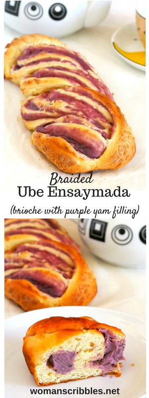 The softness of the brioche, and the creamy, buttery ube (purple yam) filling make these ube ensaymada amazing out of the oven. Make this pretty braided ube ensaymada and impress your guests with a lovely pastry centerpiece.