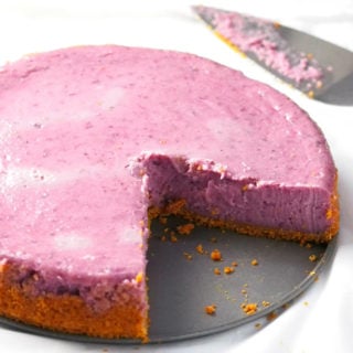 The flavor of the creamy ube blended together with the richness of cream cheese makes this ube cheesecake a very decadent dessert.