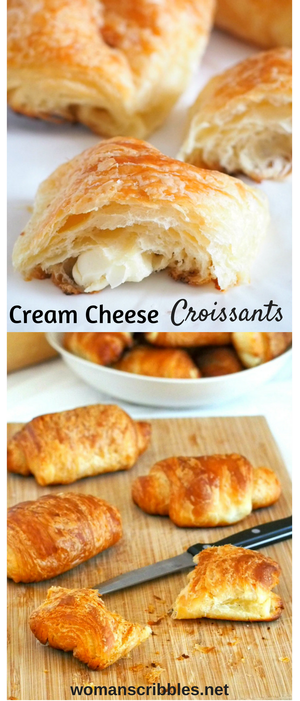  The cream cheese is nicely nestled between the buttery and light layers of these cream cheese croissants. These pastries are so irresistible with their golden exterior and their flaky, delicate tops.