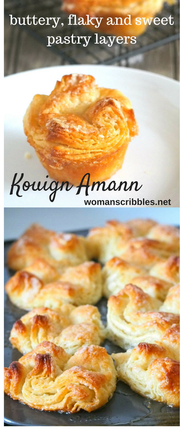 Kouign Amann are buttery layers of bread dough folded with a generous sprinkling of sugar in between the thin pastry layers.