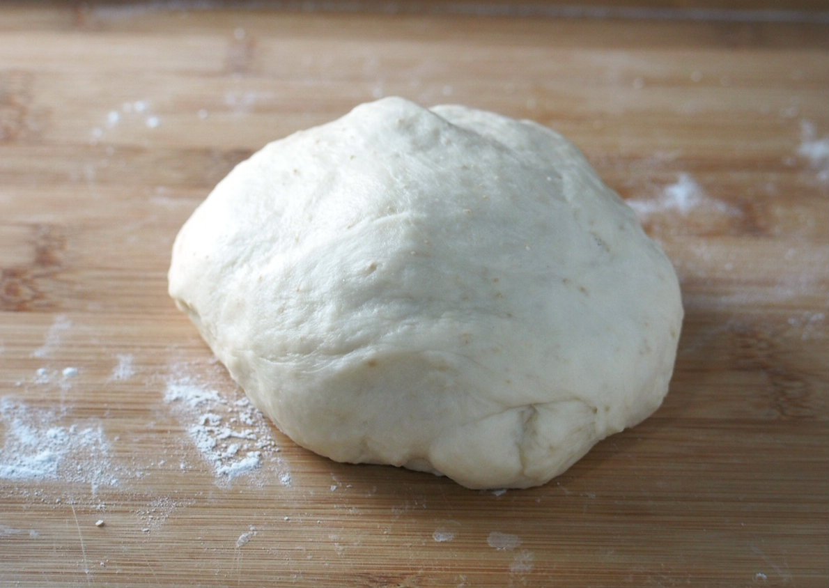 The kneaded dough-smooth and elastic.