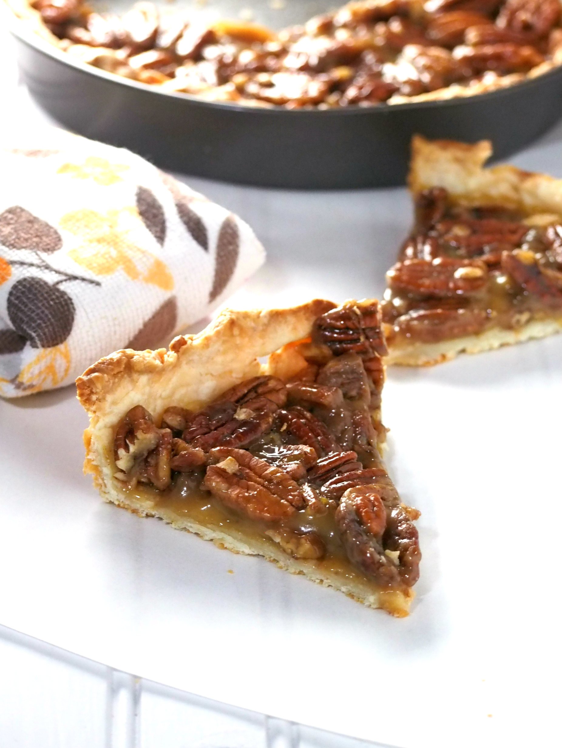The best pecan pie ever. Just moderately sweet and loaded with crunchy pecan goodness.