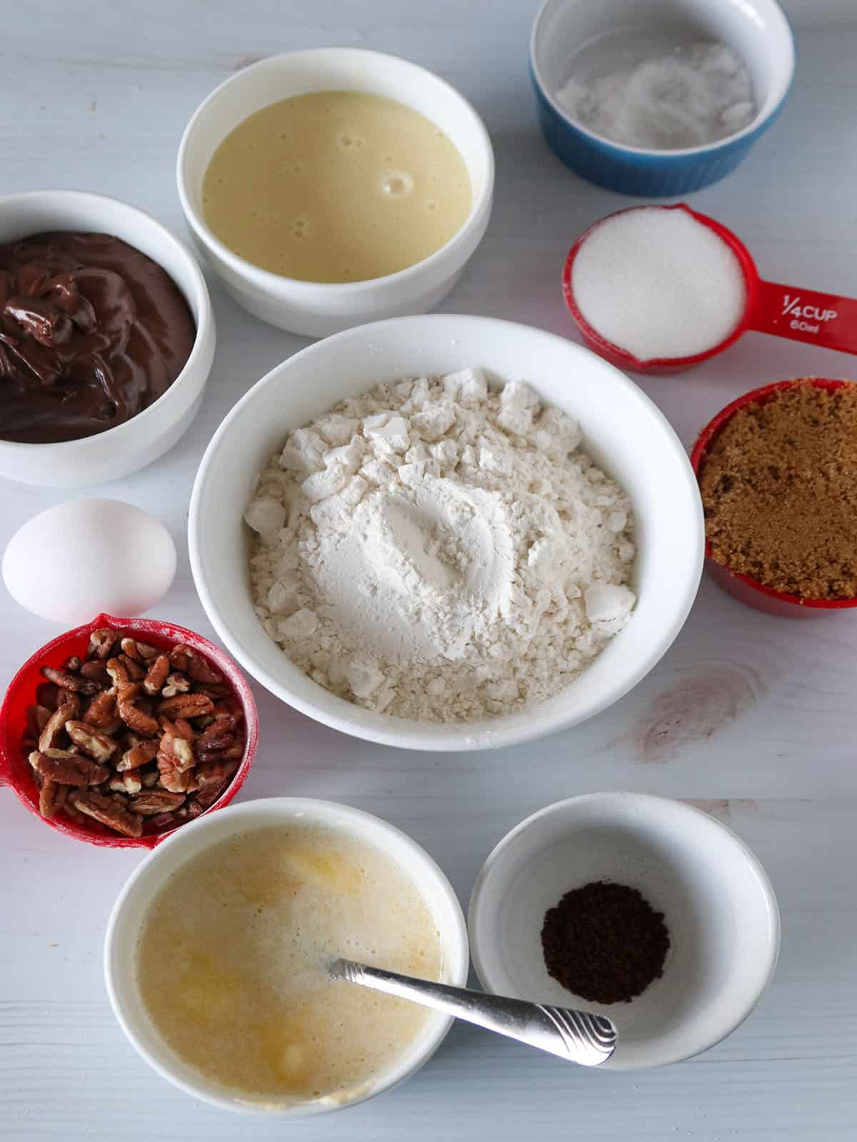 The ingredients for the Nutella Cookie bars.