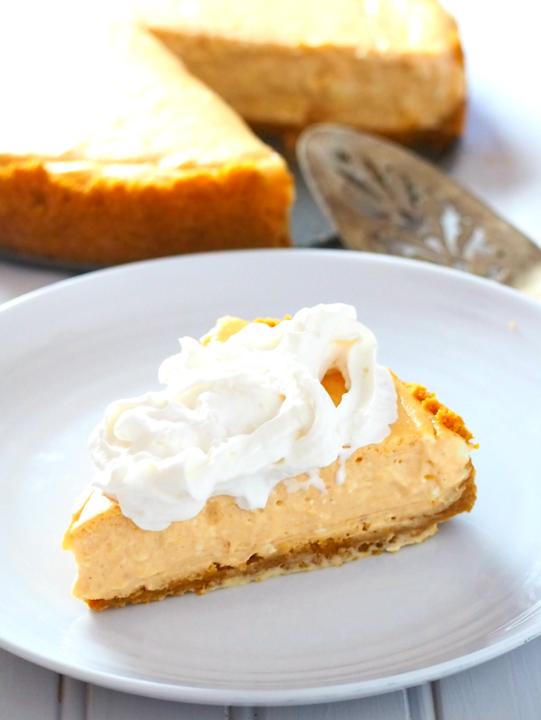 This Pumpkin Cheesecake is a simple recipe that produces a lightly indulgent cheesecake. It has just the right amount of pumpkin flavor that blends beautifully with the rich cream cheese.