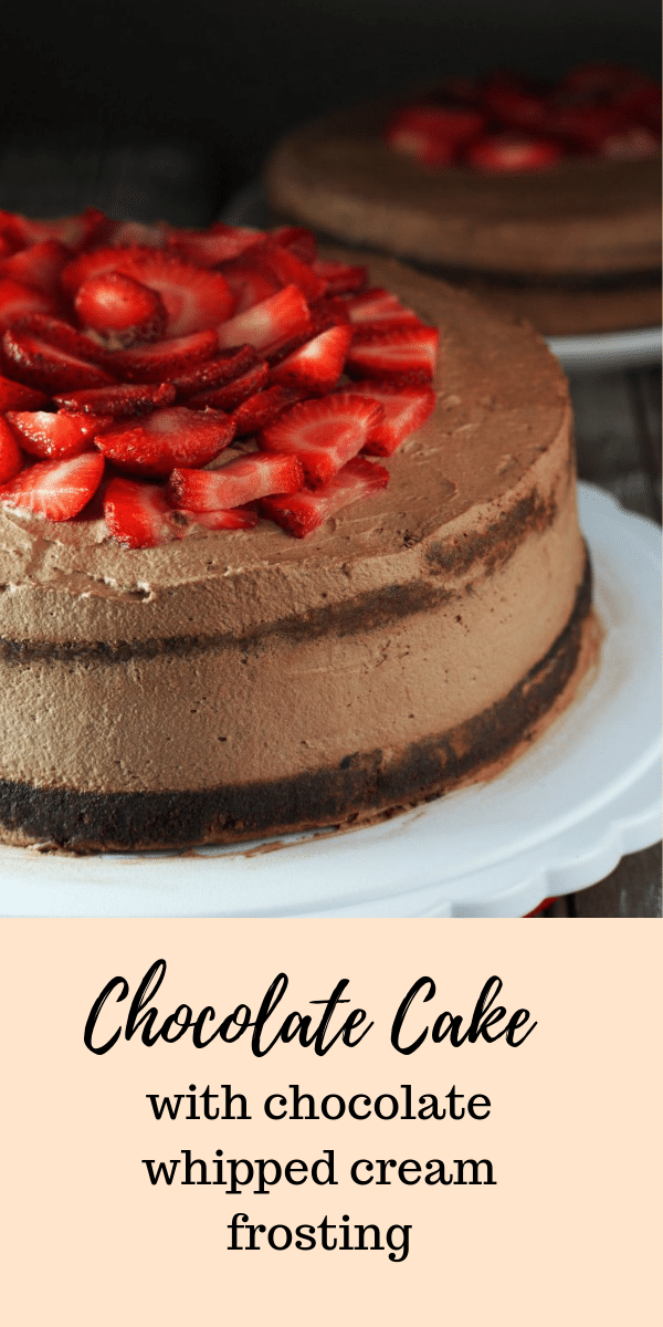 A moist and soft chocolate cake with the lightest chocolate whipped cream icing, this is a delight to chocolate lovers! #chocolatecake #chocolatecream #whippedcreamfrosting
