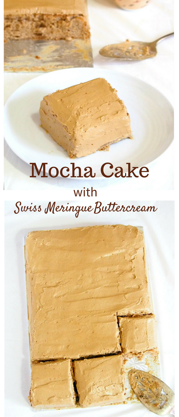 Moderately sweet and perfectly flavored with coffee, this mocha cake is a delightful dessert with a bitter sweet bite of coffee in its flavor.