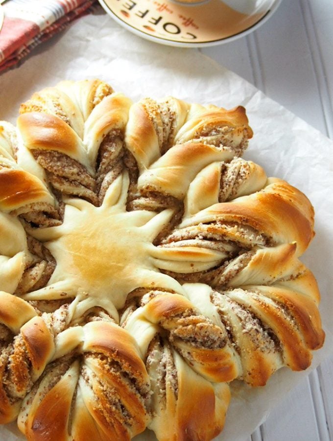 Almond Star Bread is a stunning piece of soft, tasty bread filled with sweet almond paste filling. This start shaped bread is a grand piece but it will be gone pretty fast!