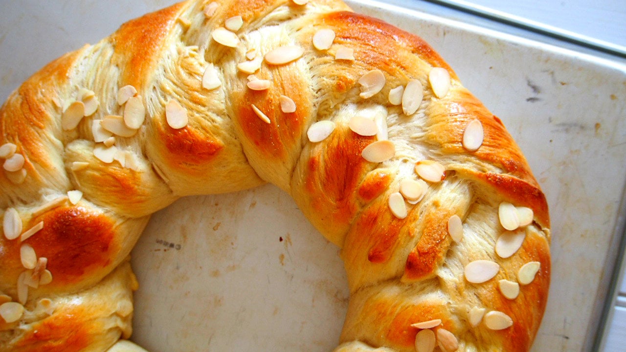  Pulla bread shown here with a top view angle.