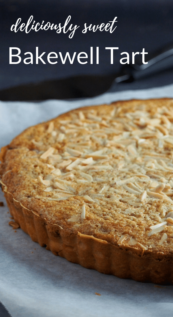 Bakewell Tart is a grand dessert made of a sweet shortcut pastry filled with a wonderful layering of raspberry jam, frangipane and flakes of almond. #tarts #frangipane #almonds #bakewell