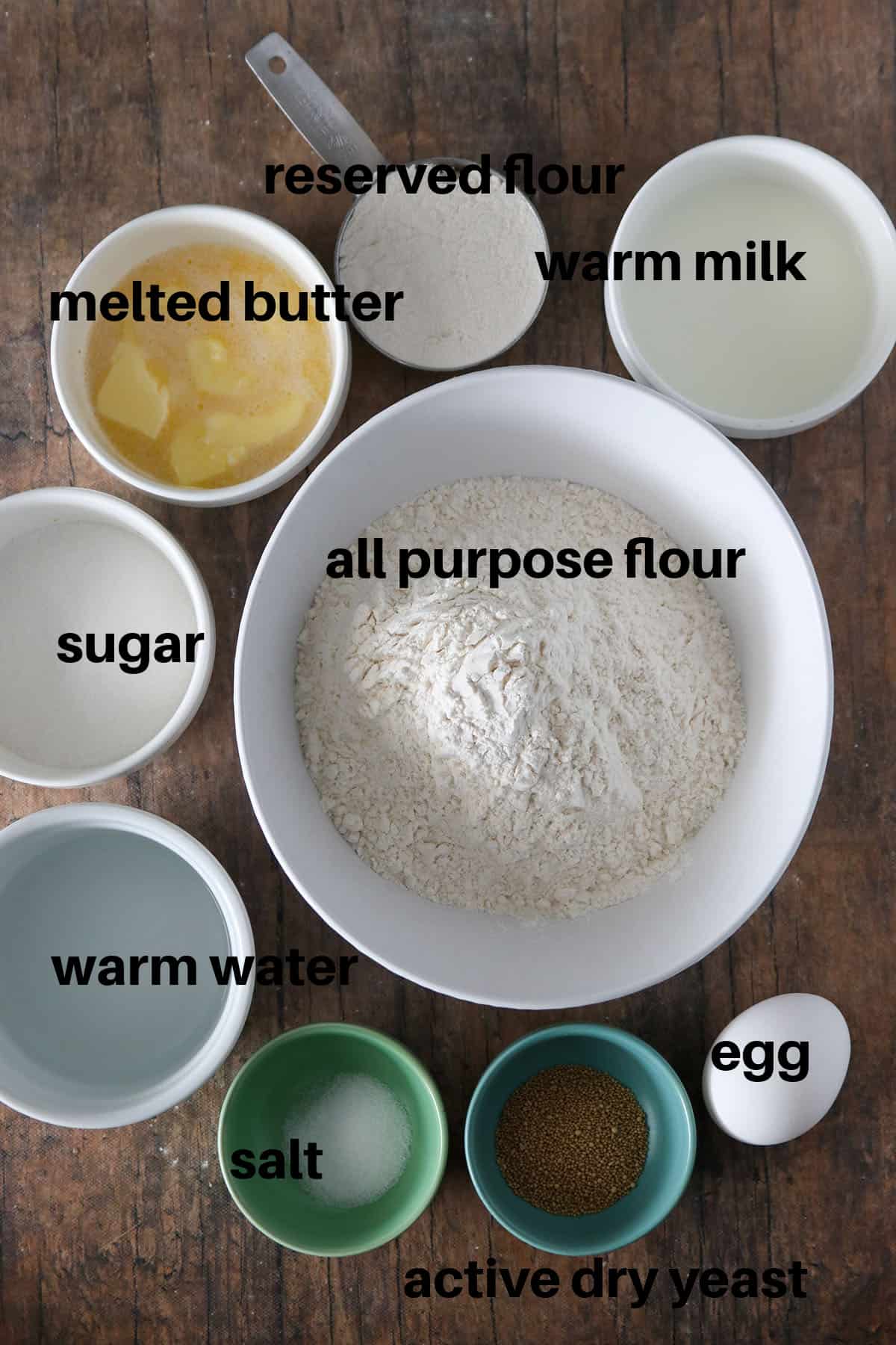 The ingredients for the Chelsea Buns dough.