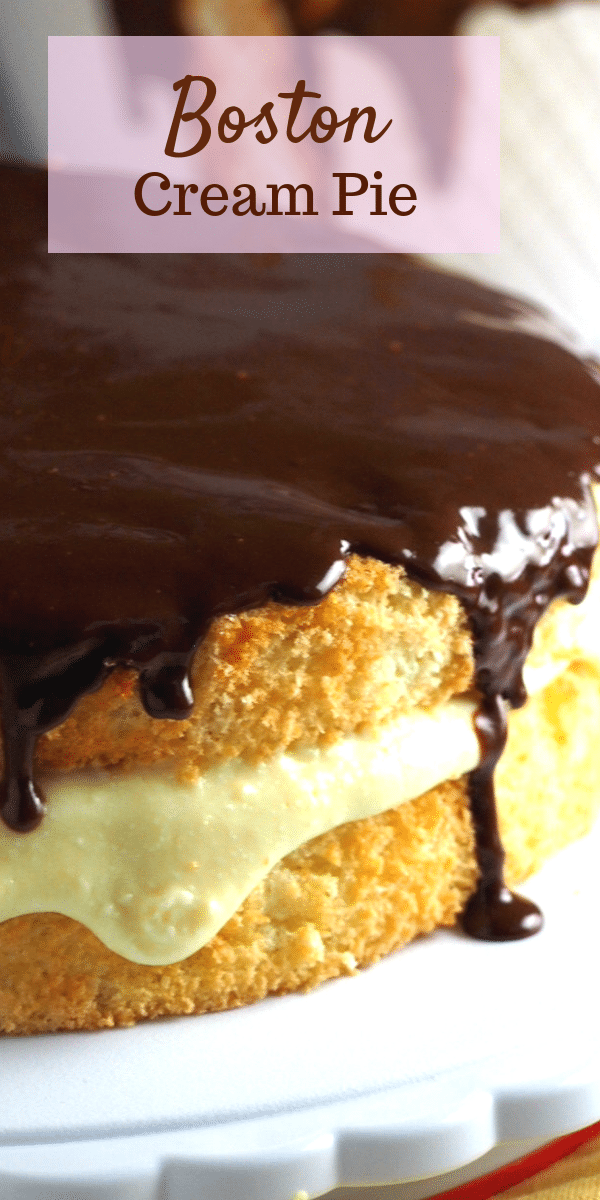 Moist cake with a luscious cream filling then topped with rich chocolate glaze, Boston Cream Pie is one classic delight that will always win over the chocolate lover's heart. #bostoncream #chocolatecake #chocolatedessert