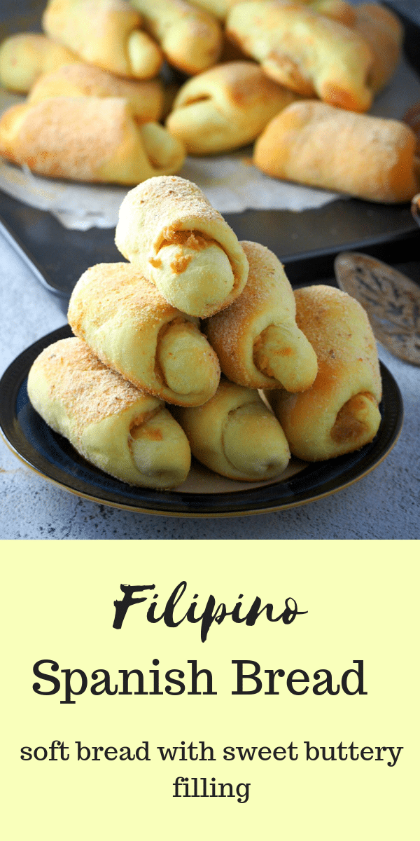Spanish Bread are soft bread rolls that are filled with a sweet, buttery paste, dusted with bread crumbs and baked to golden perfection. #FilipinoBread #SpanishBread #SweetBreadRolls | Woman Scribbles