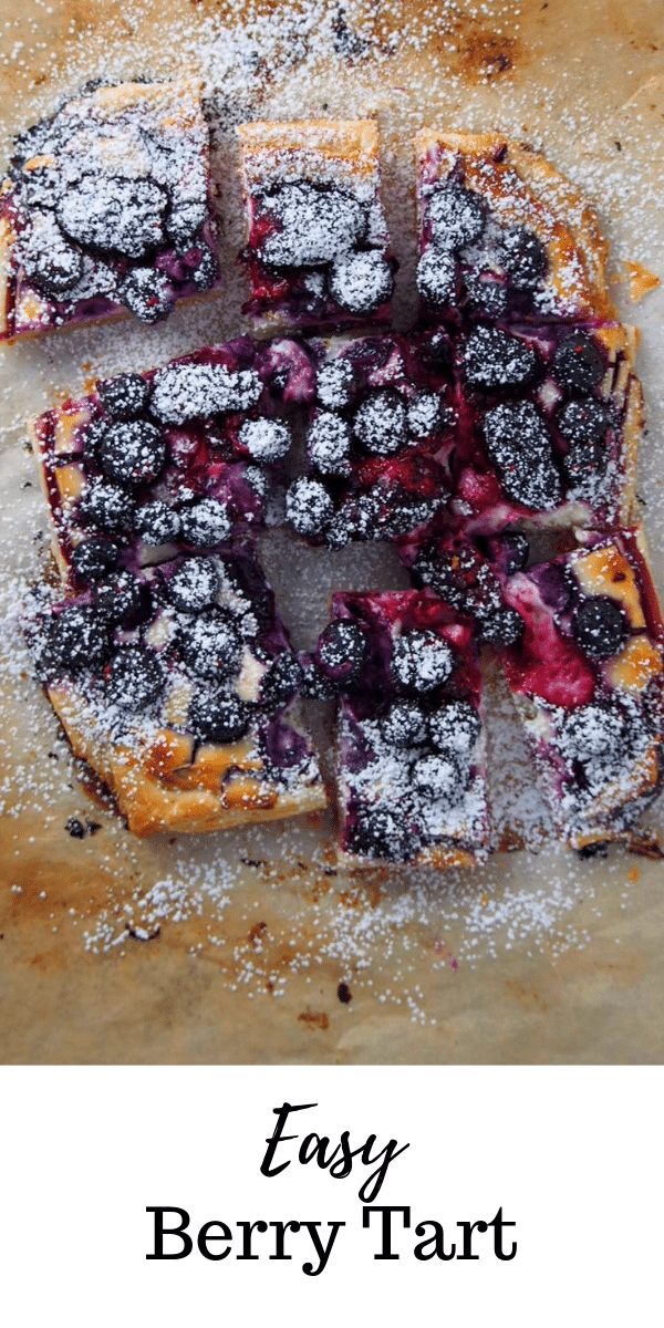 Berries, cream cheese and puff pastry, this Easy Berry Tart is fuss-free and simple. Dessert is warm and fresh, served in no time. #berries #puffpastry #easydesserts