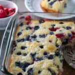 Easy Berry Cake on a baking dish.