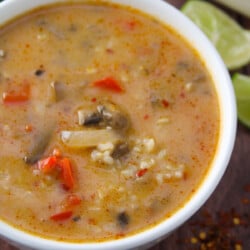 Mushroom and Rice Spicy Thai Soup