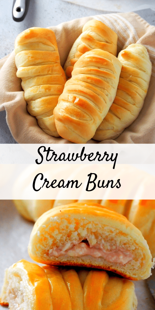Soft bread filled with a sweet strawberry cream cheese filling, You will love these Strawberry Cream Buns for a sweet bread treat anytime. #strawberrybuns #sweetbuns #strawberrybread | Woman Scribbles
