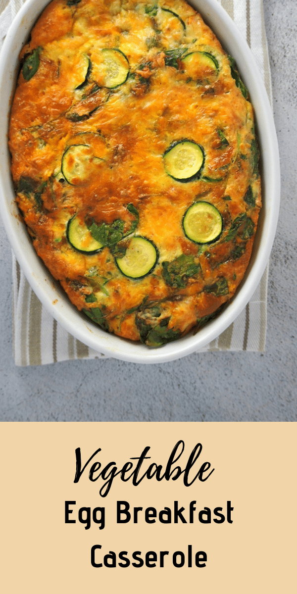A tasty, filling and nutritious meal, this Vegetable Egg Breakfast Casserole can be made on a Sunday night and enjoyed as an easy breakfast on weekdays. #eggcasserole #vegetablecasserole #breakfastcasserole