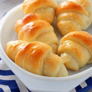 Salted Butter Rolls in a serving dish.