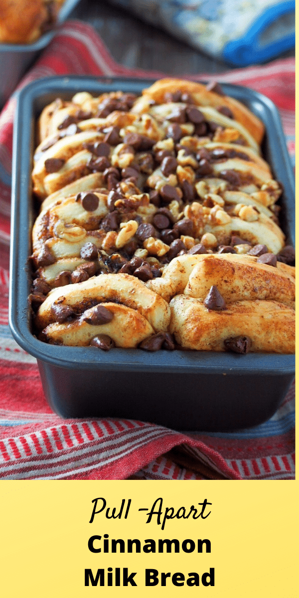 This soft Pull-Apart Cinnamon Milk Bread is just the perfect treat for gathering around with a hot mug of coffee or chocolate. Truly a comforting treat. #cinnamonbread #sweetbread #cinnamonloaf
