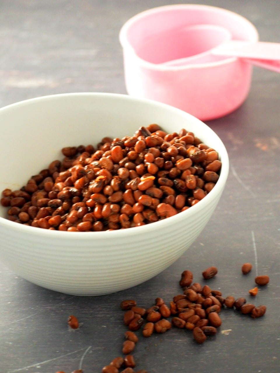 Red mung beans on a bowl.