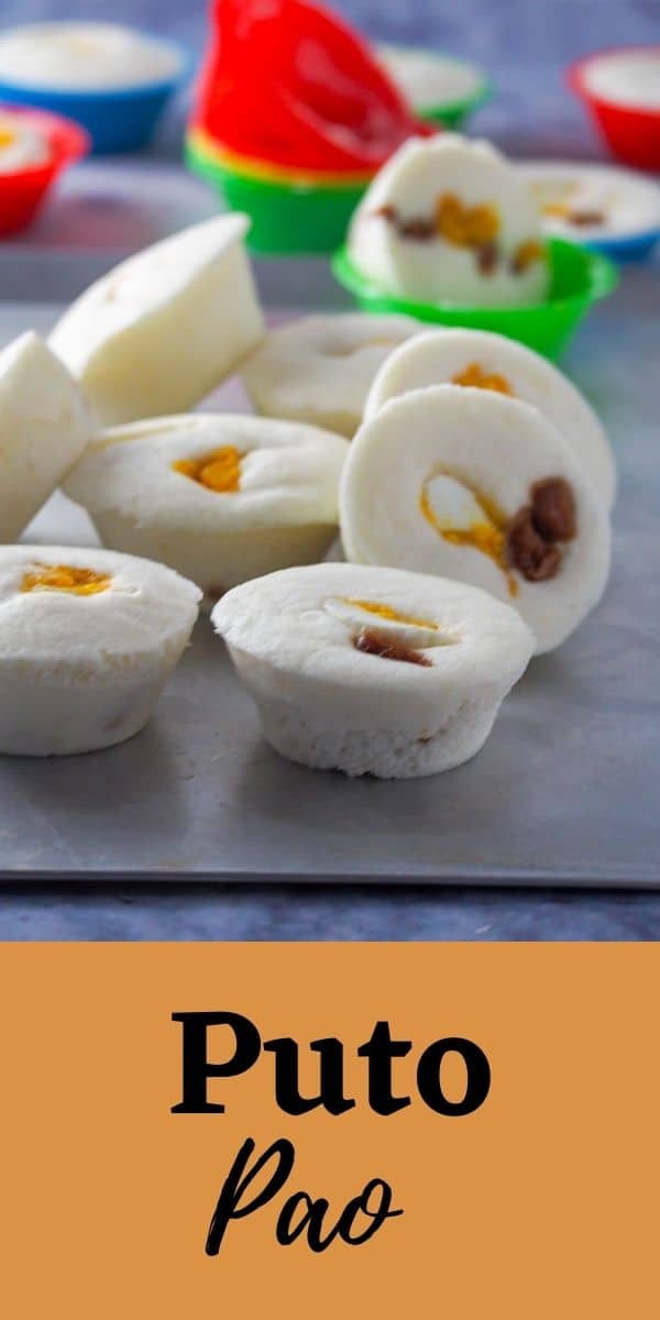 Puto Pao are great as appetizers, party foods or special little bites to have at home. They are filled with tasty pork filling and salted egg, making them so flavorful. #Asianfood #steamedbuns