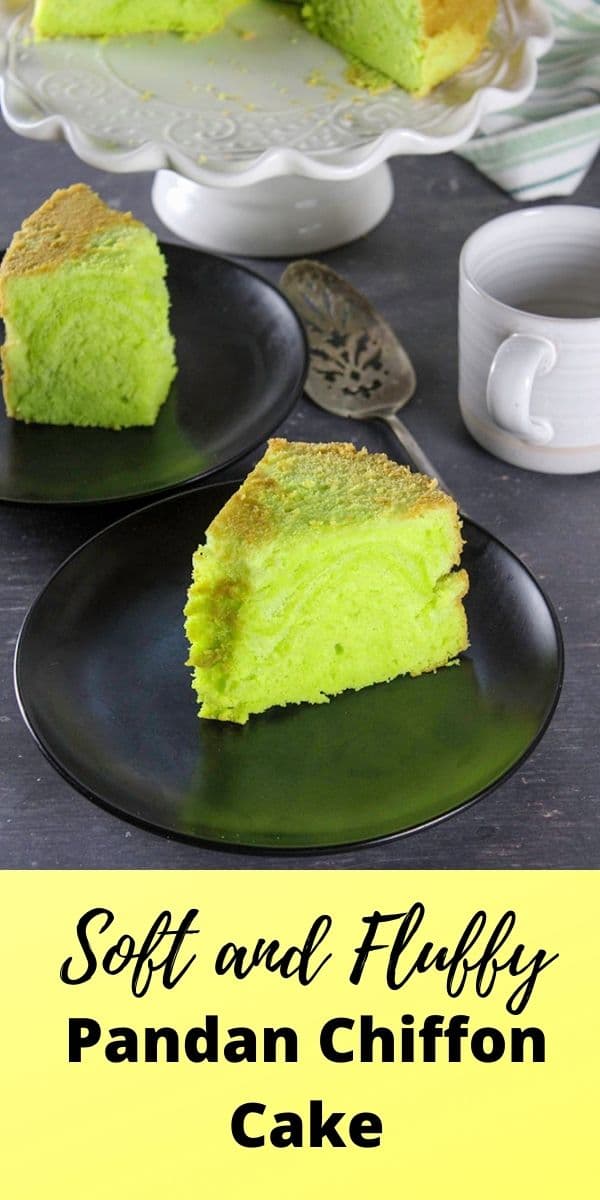 This Pandan Chiffon Cake is soft and fluffy with a delicate and airy texture that you will love. #pandan #chiffon #cakes
