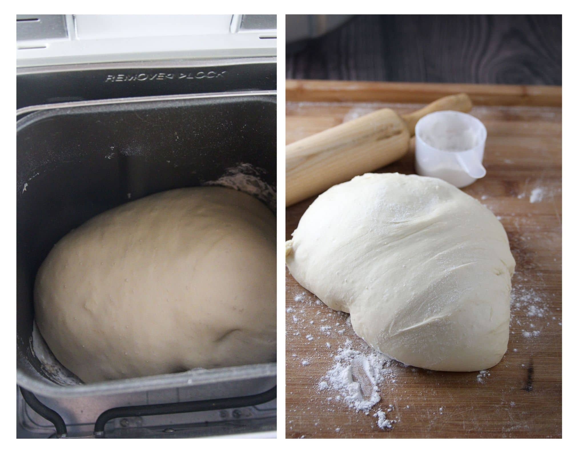 The bread machine on the finished Dough cycle.