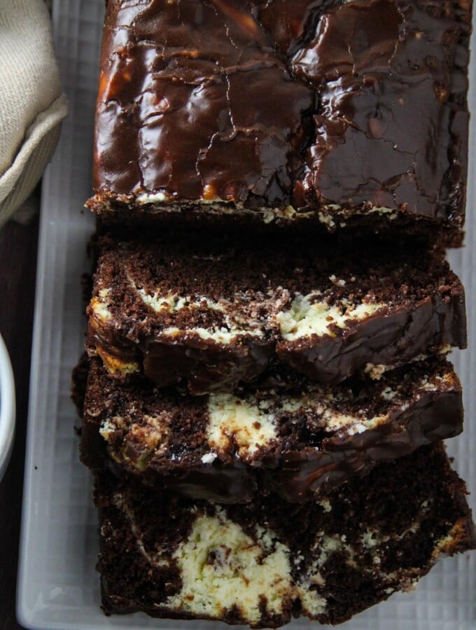 Chocolate Loaf Cake slices.