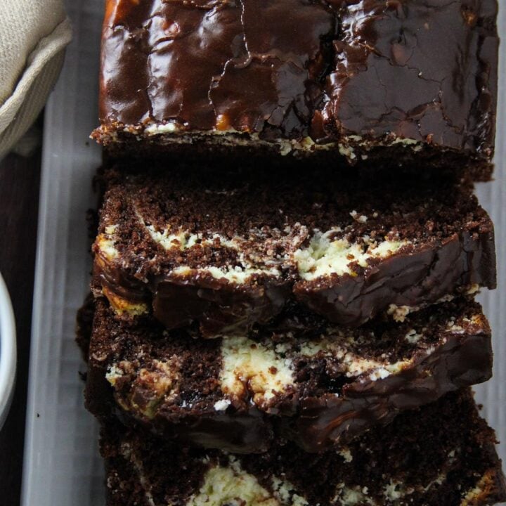 Chocolate Loaf Cake slices.