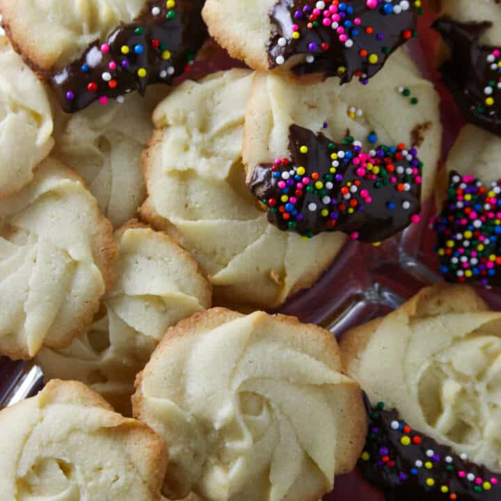 A close up shot of butter cookies.