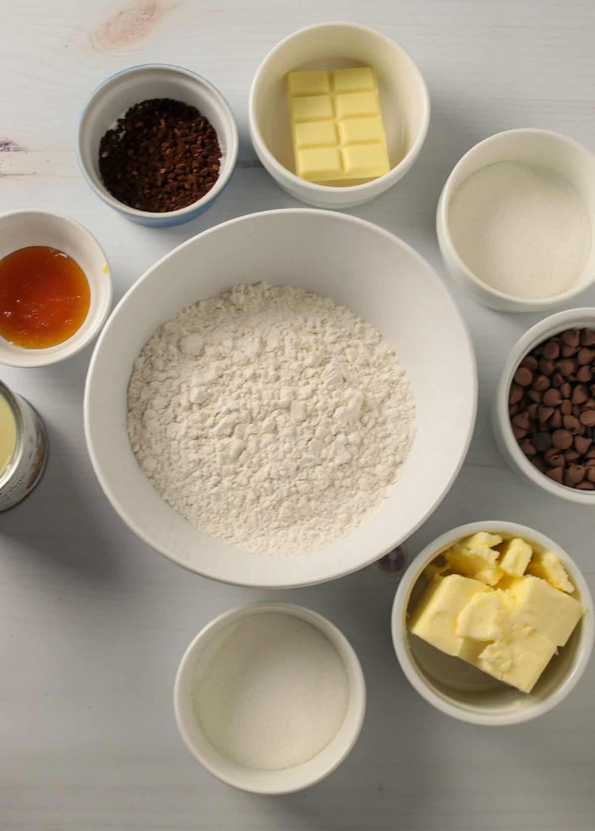 The ingredients for the Marbled Shortbread Cookies