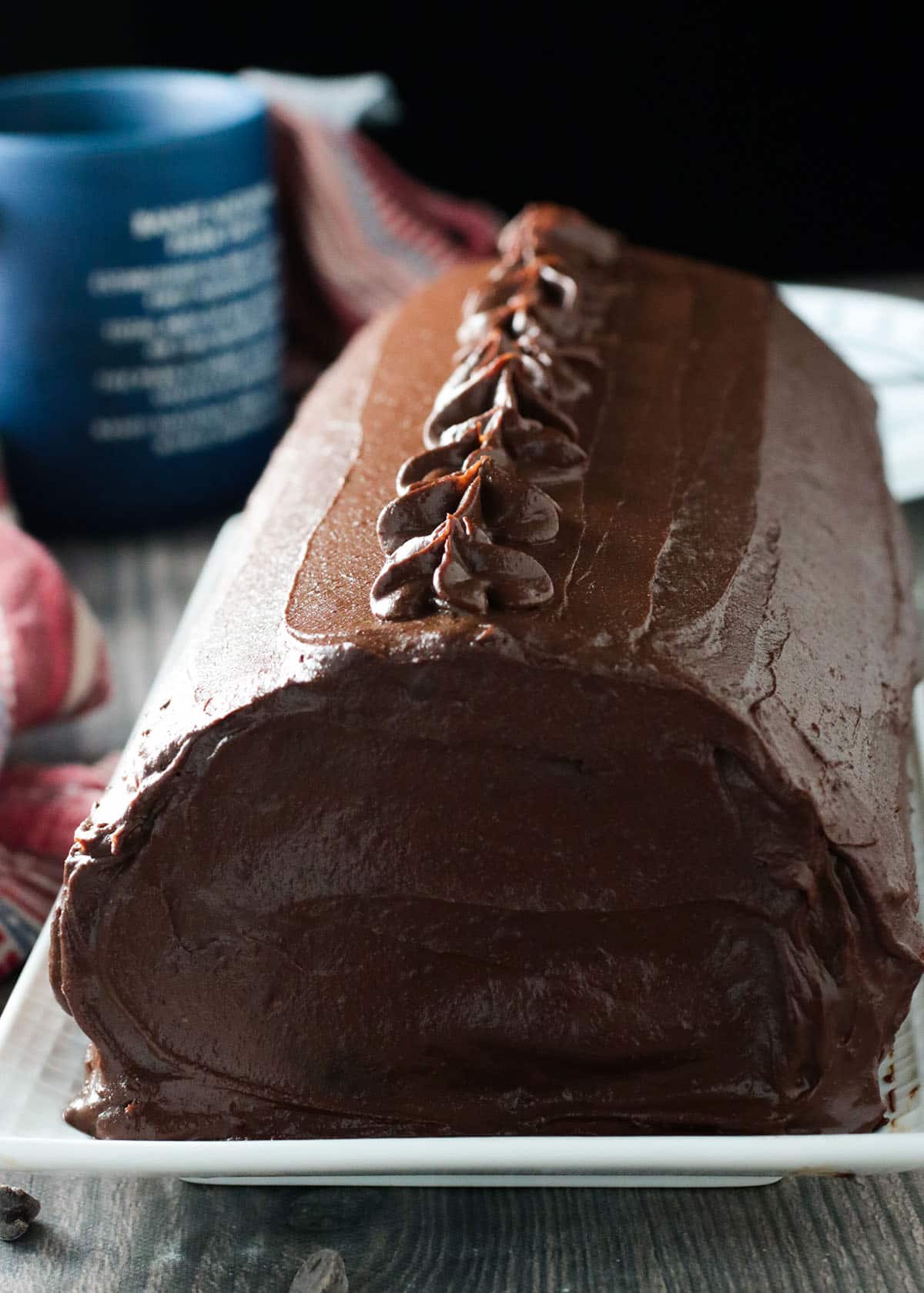 Freshly made Chocolate Roll cake.