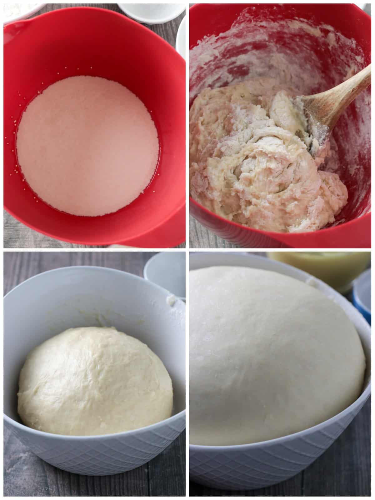The process of making the donuts dough.
