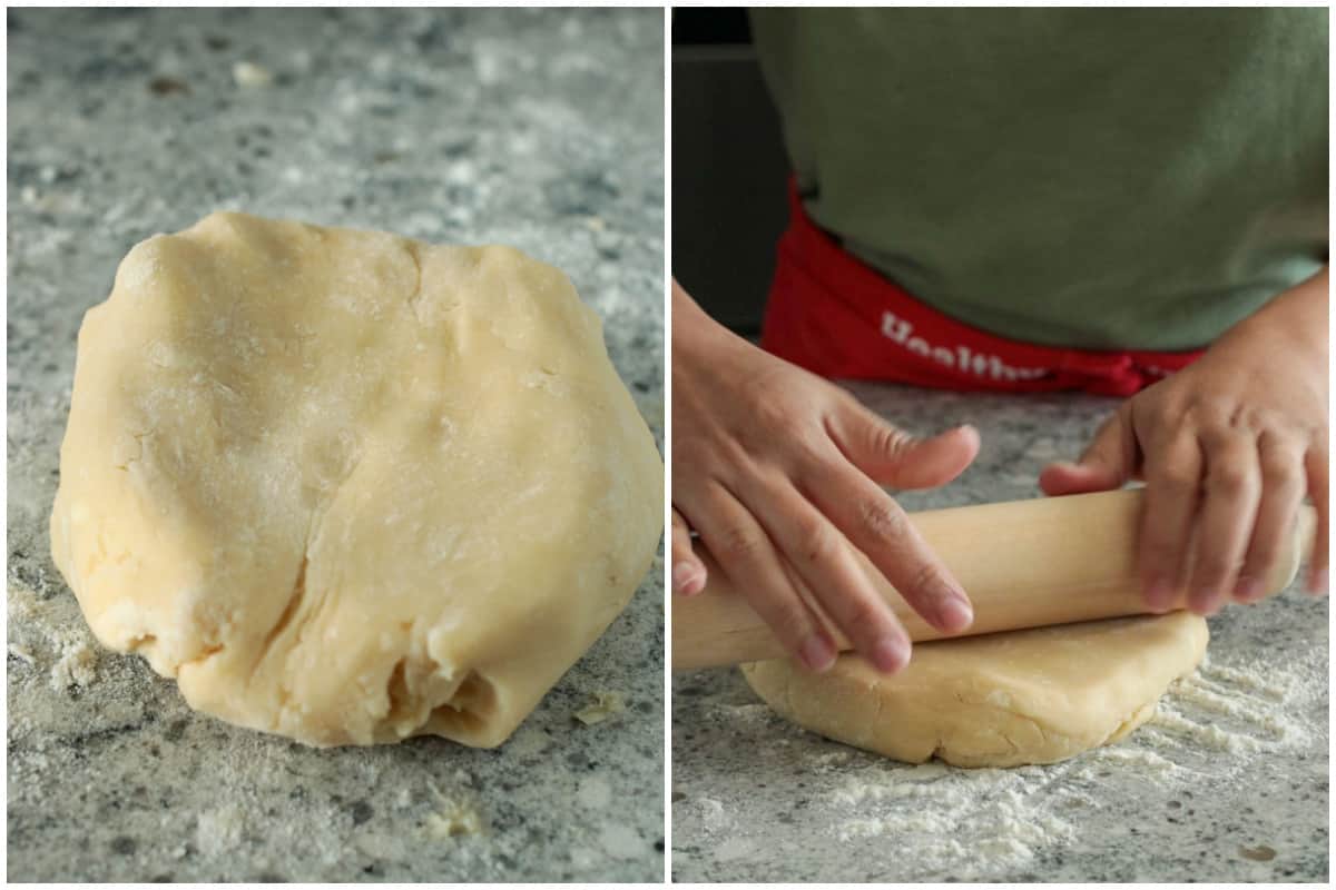Rolling the tart dough.