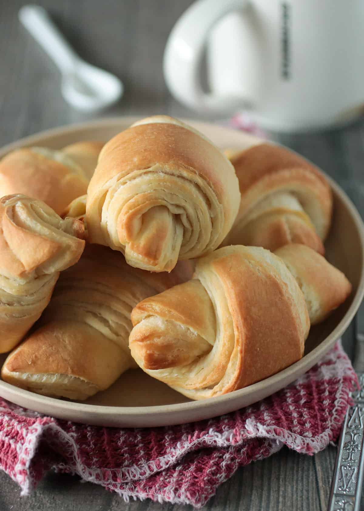 Crescent rolls on a plate.