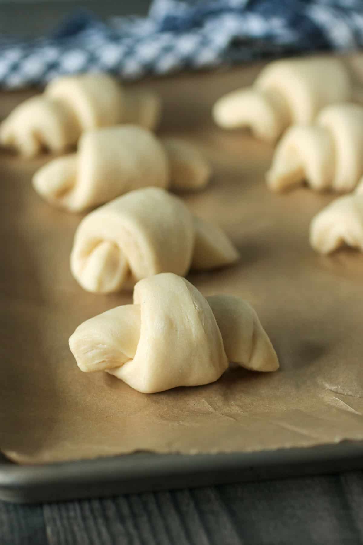 Crescent rolls ready for baking.