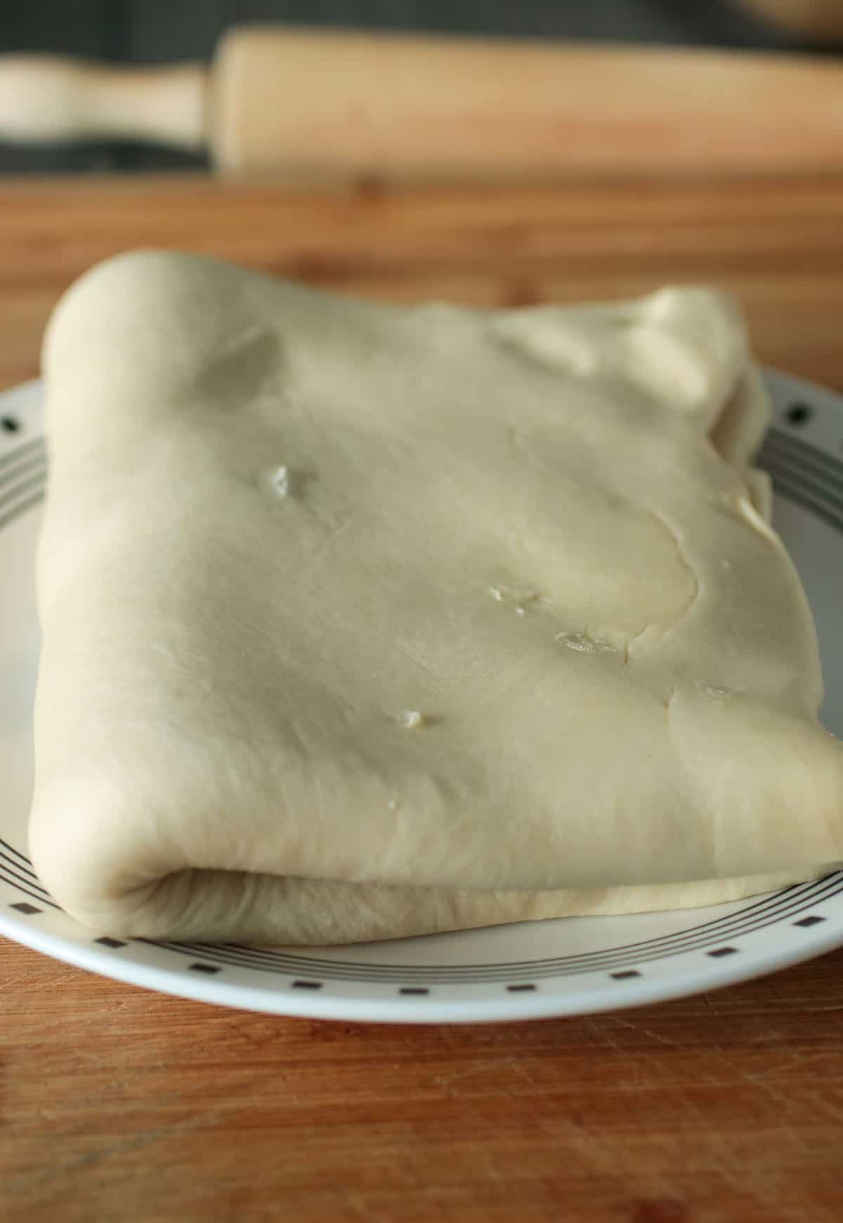 Folded crescent dough.